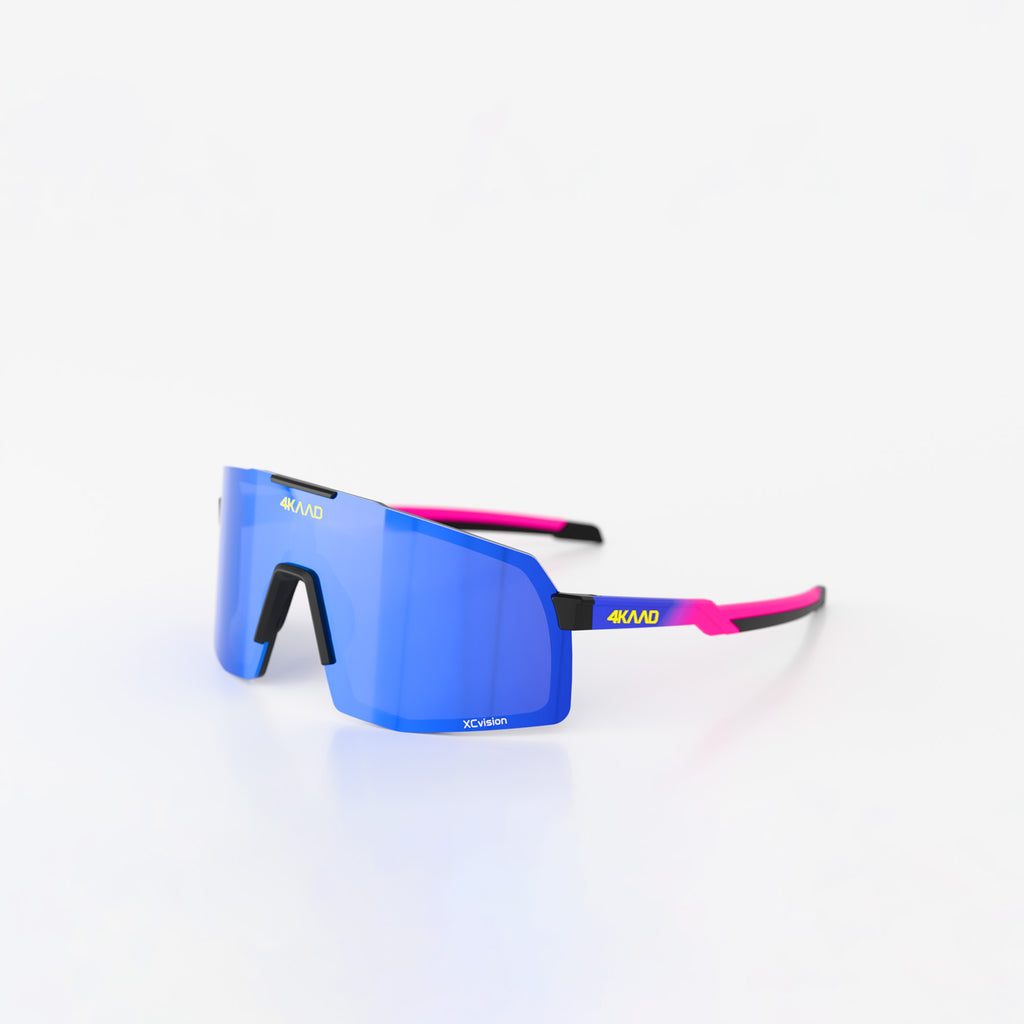BEAT RACE Sports Glasses - blue-pink, with blue MULTI-LAYER MIRROR lens