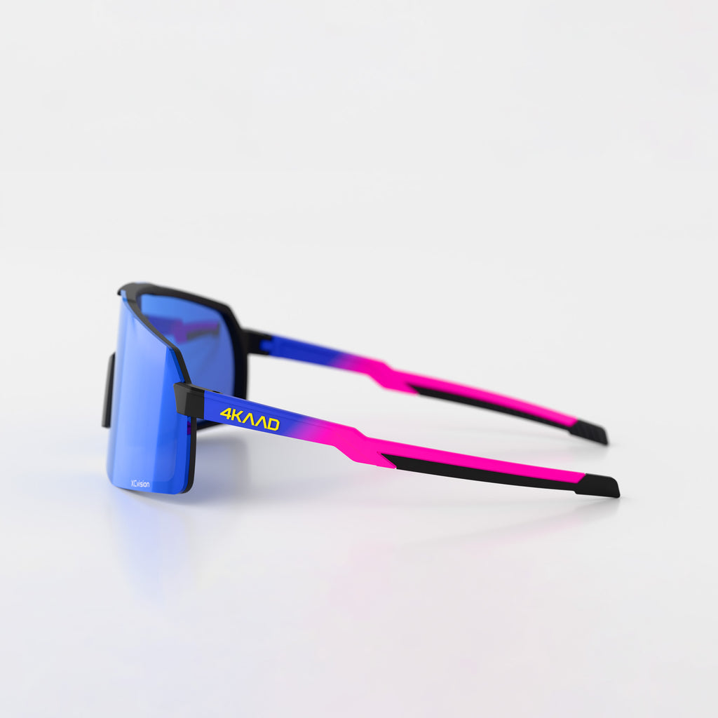 BEAT RACE Sports Glasses - blue-pink, with blue MULTI-LAYER MIRROR lens