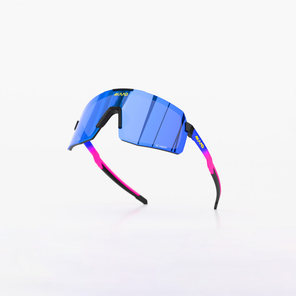 BEAT RACE Sports Glasses - blue-pink, with blue MULTI-LAYER MIRROR lens