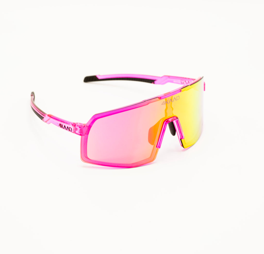 BEAT RACE Sports Glasses - Clear Pink & pink XCvision MULTI LAYER MIRROR Lens | Eyewear Cycling UV400