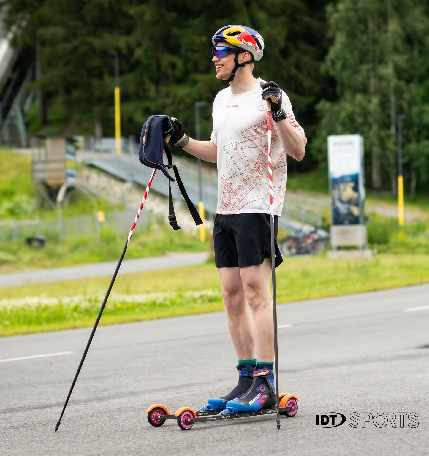 Iivo Niskanen roller skiing with IDT Elite Skate roller skis in Finland