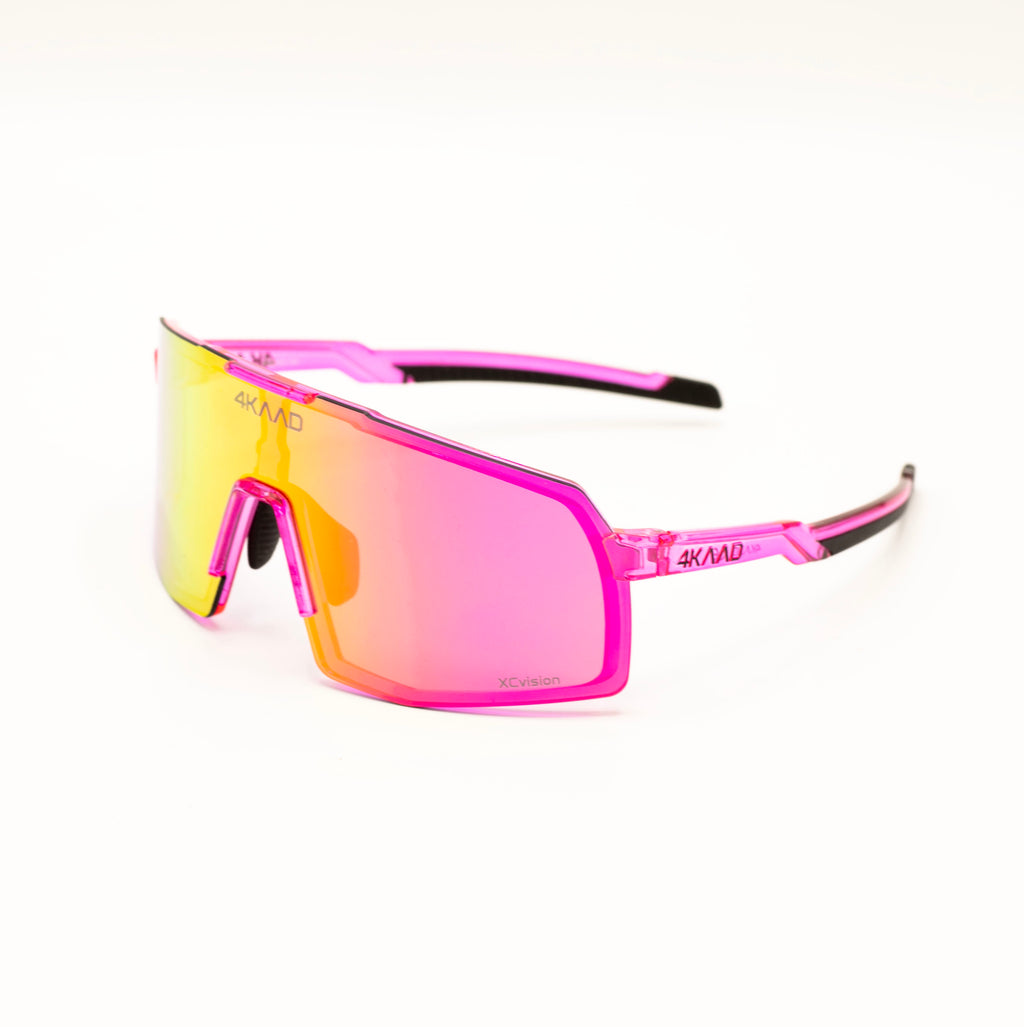 BEAT RACE Sports Glasses - Clear Pink & pink XCvision MULTI LAYER MIRROR Lens | Eyewear Cycling UV400