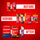 Red background with three sections labeled "Before," "During," and "After." Each section shows Enervit sports nutrition products, including gels, drinks, and bars.