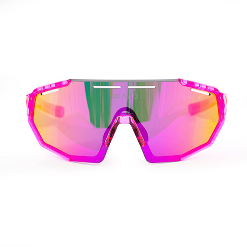 BEAT EDGE Sports Glasses - Pink & Clear Multi Layer Mirror - 4KAAD