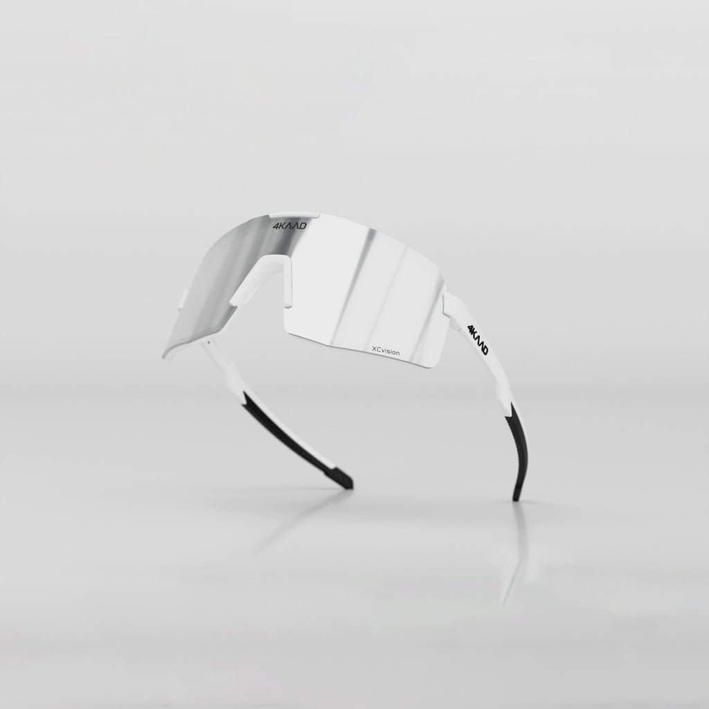BEAT RACE Sport Glasses - White & Black with Silver XCvision MULTI LAYER MIRROR  Lens - 4KAAD