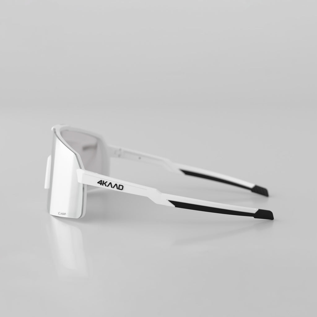 BEAT RACE Sport Glasses - White & Black with Silver XCvision MULTI LAYER MIRROR  Lens - 4KAAD