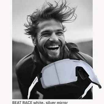 BEAT RACE Sport Glasses - White & Black with Silver XCvision MULTI LAYER MIRROR  Lens - 4KAAD