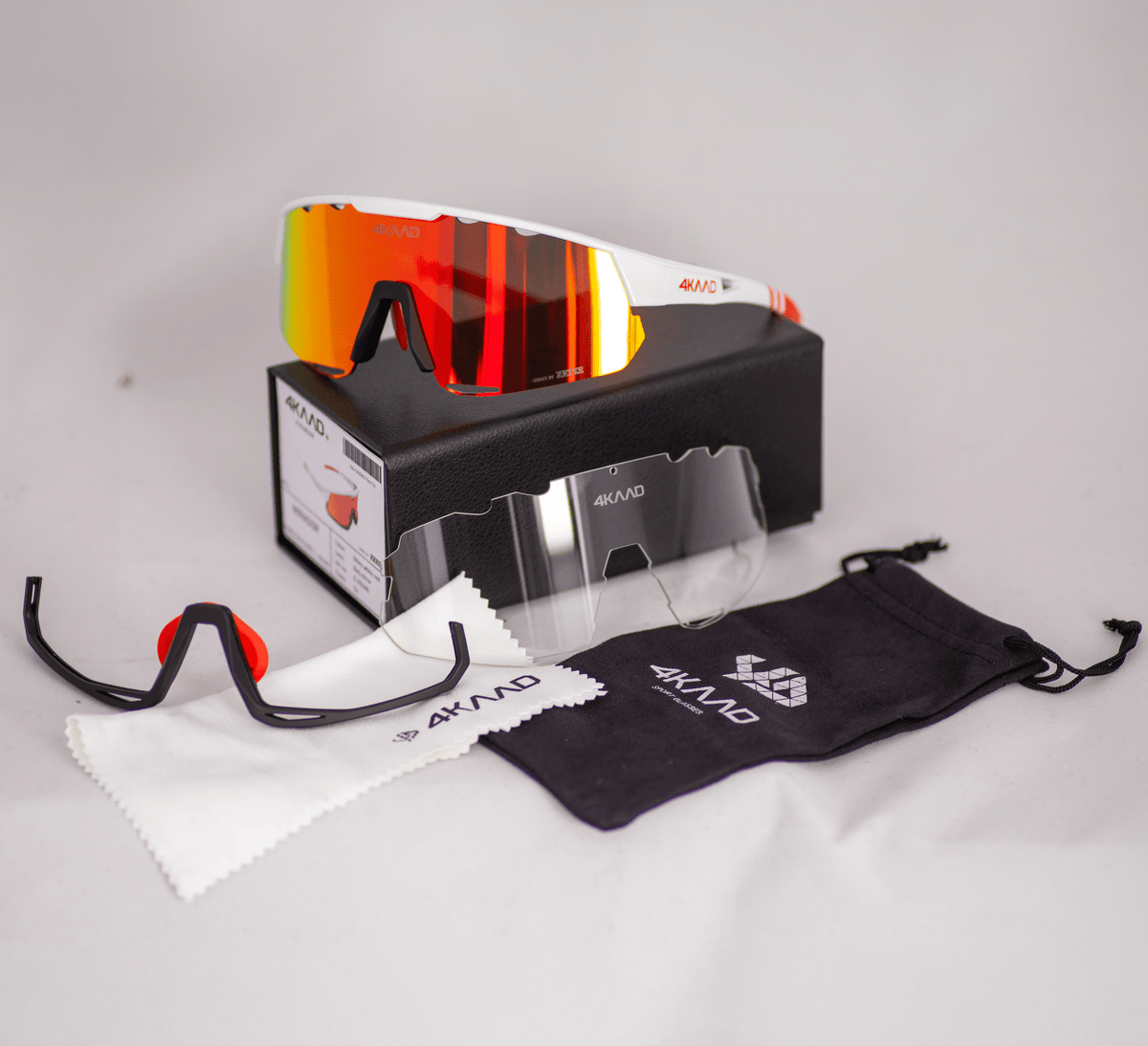 Sports Glasses MIRADOR - White & Red with Red Multi Layer Mirror Lens - 4KAAD