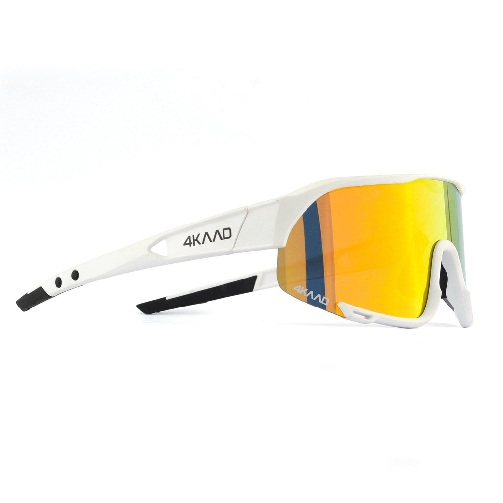 Pulse Race Sport Glasses - White & Gold Multi Layer Mirror lens - 4KAAD