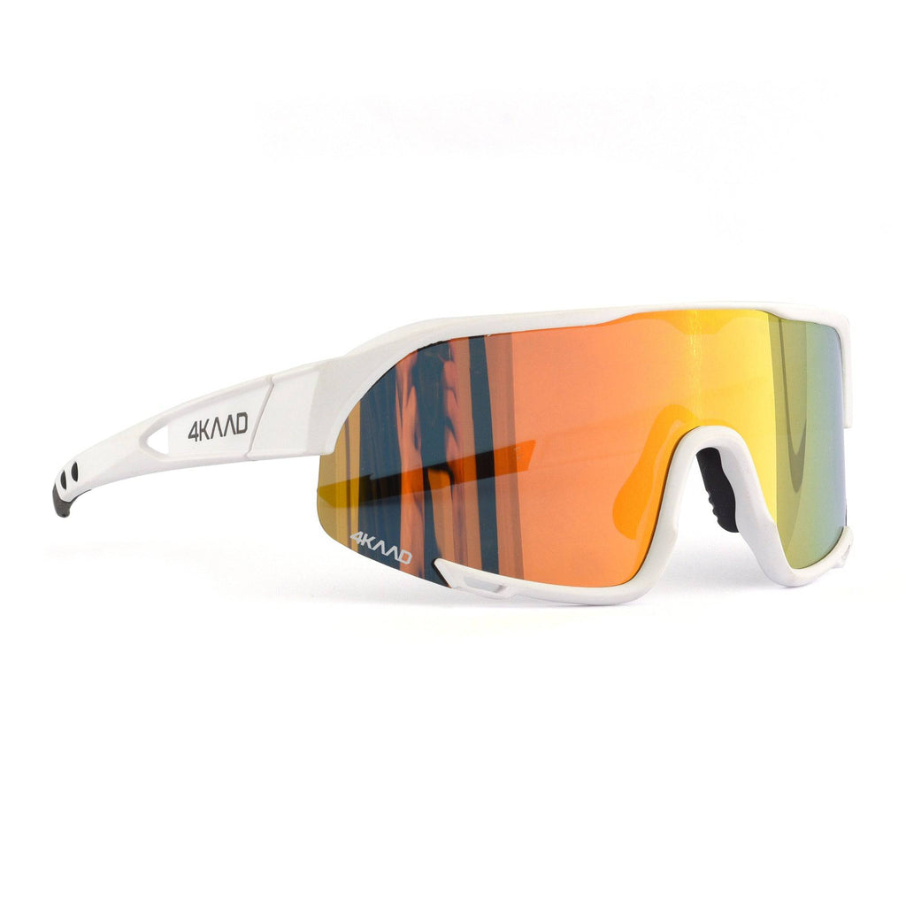 Pulse Race Sport Glasses - White & Gold Multi Layer Mirror lens - 4KAAD