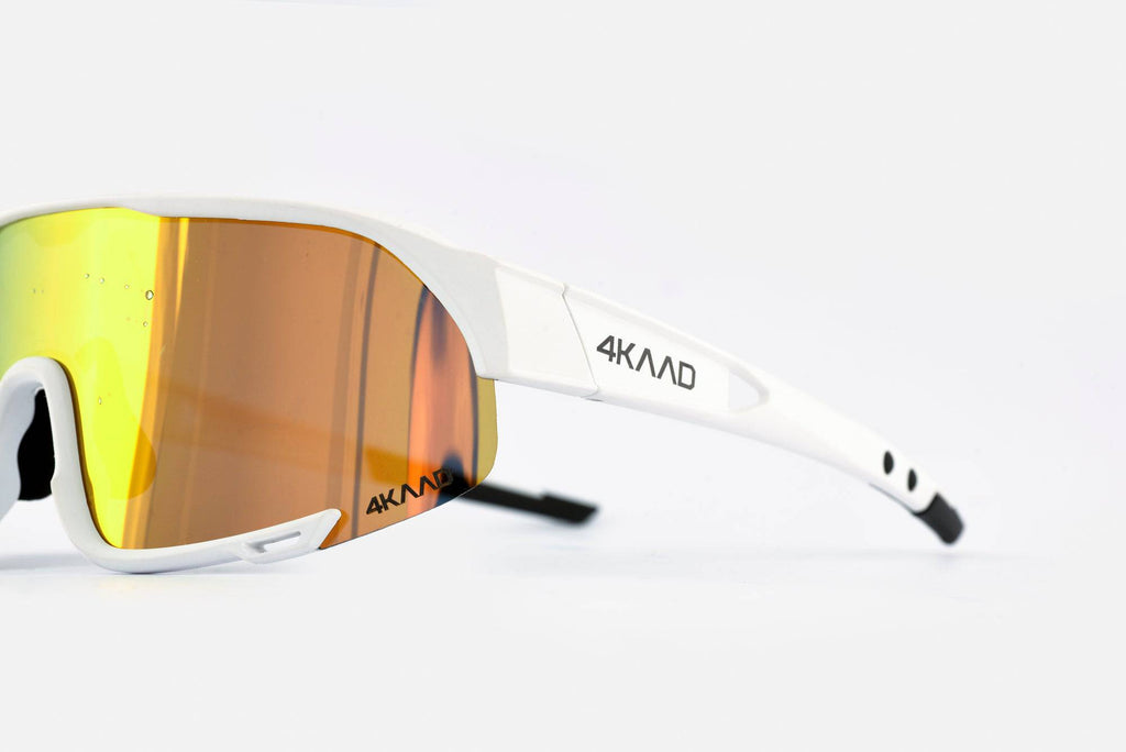 Pulse Race Sport Glasses - White & Gold Multi Layer Mirror lens - 4KAAD