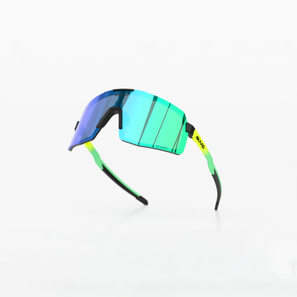 BEAT RACE Sports Glasses - green yellow, with green MULTI LAYER MIRROR lens - 4KAAD