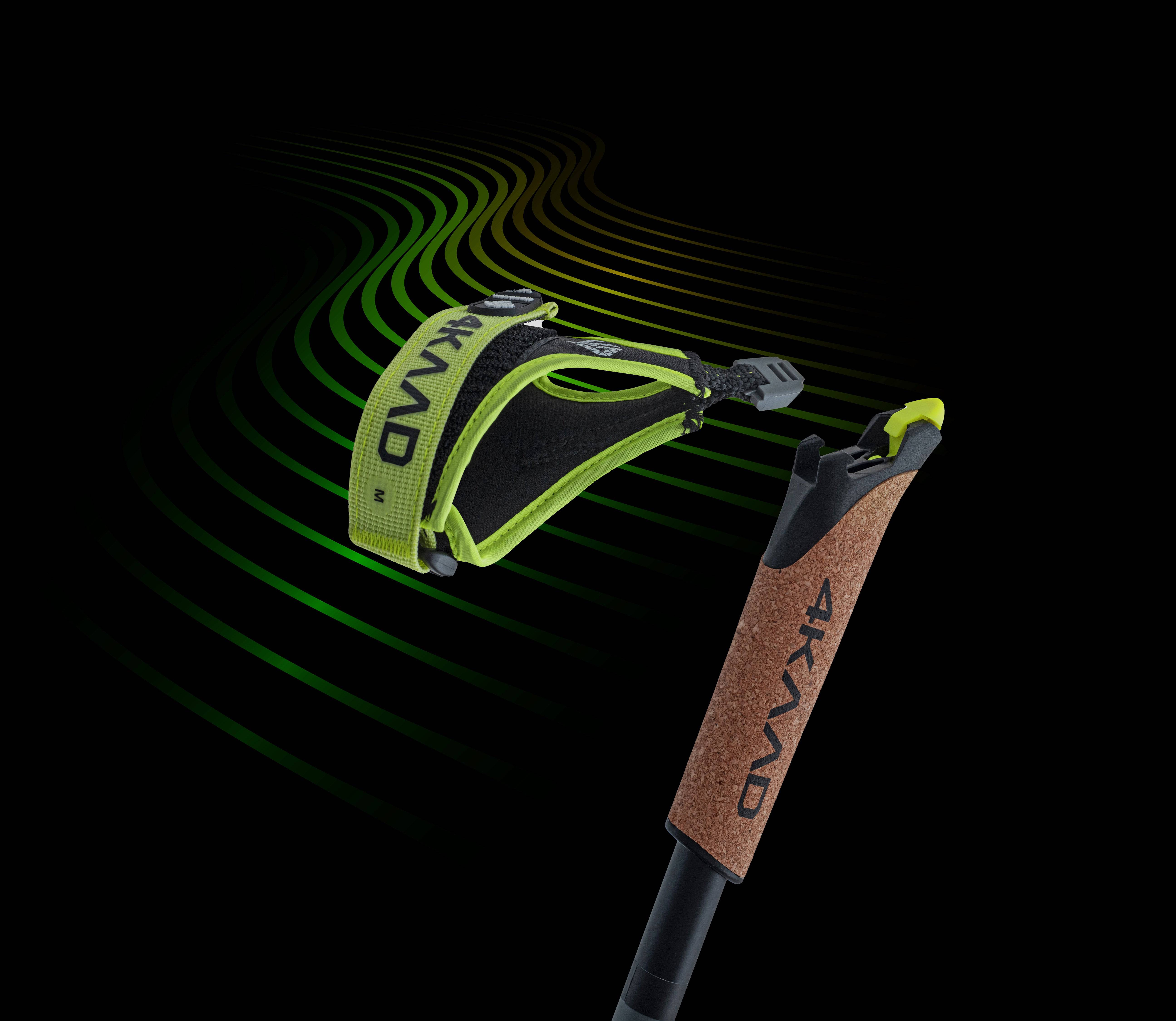 CLICK-IT strap, black yellow, Quick release ski pole strap - 4KAAD
