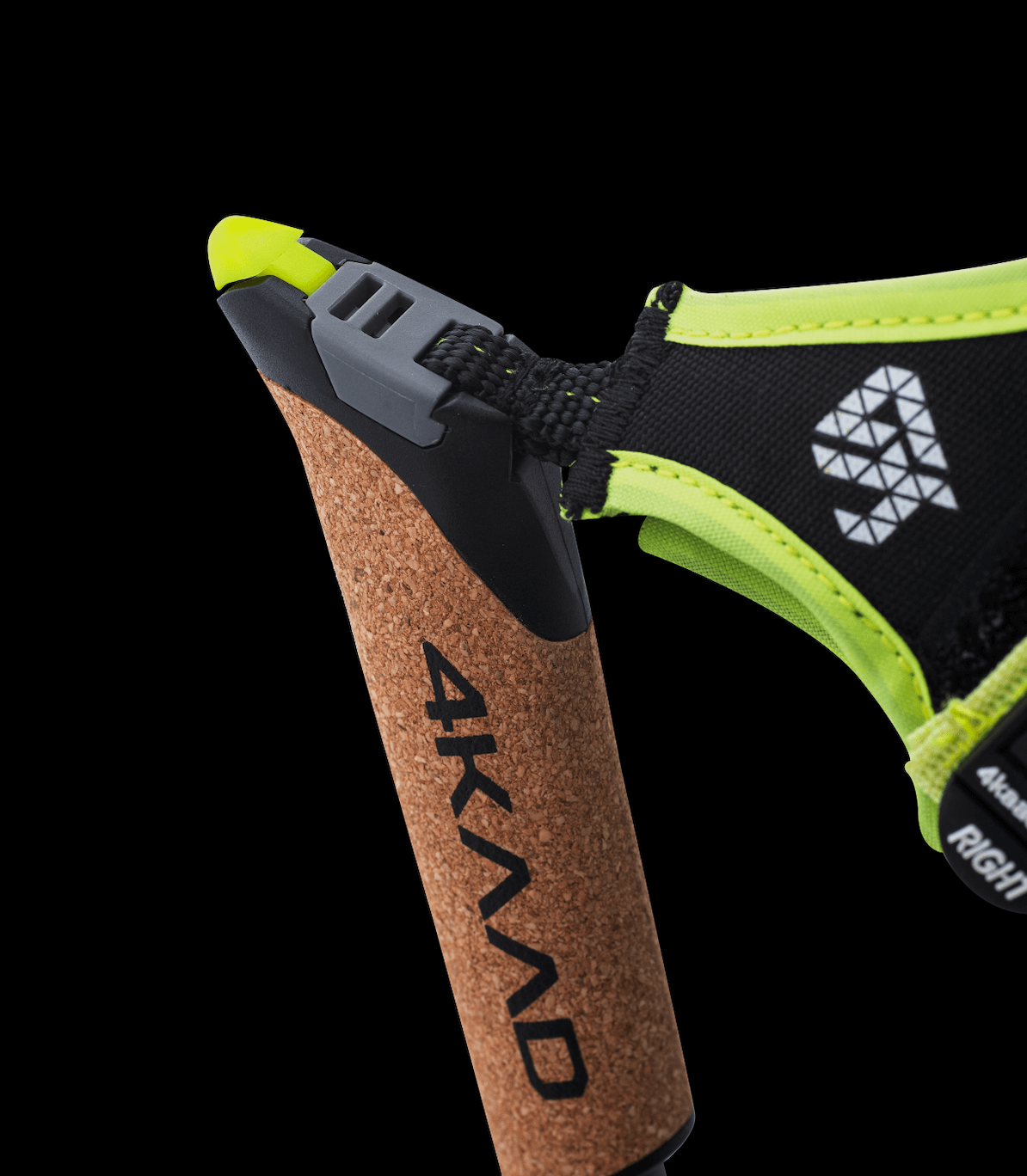 CLICK-IT strap, black yellow, Quick release ski pole strap - 4KAAD