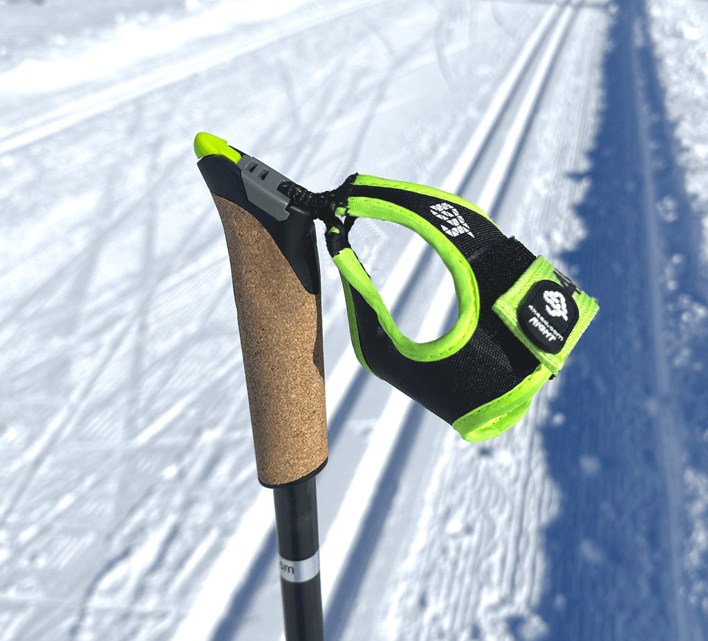 CLICK-IT strap, black yellow, Quick release ski pole strap Click IT